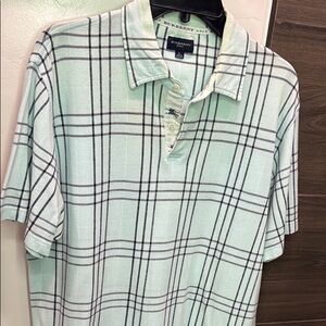 Burberry Green Polo Shirt Casual Plaid Design